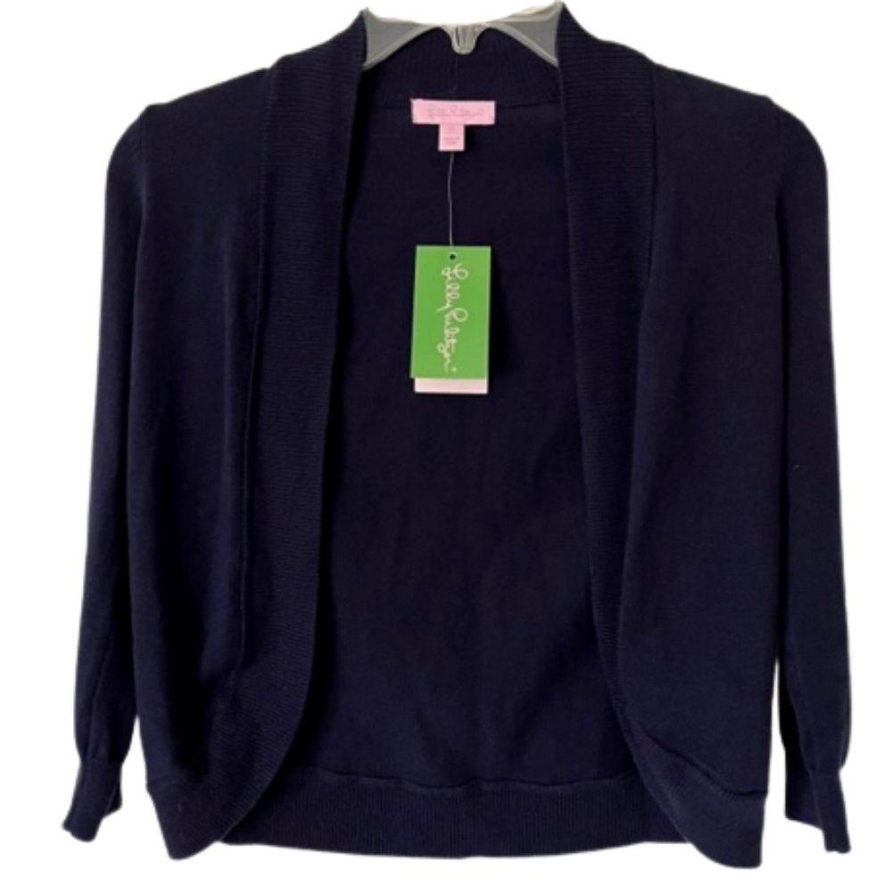 Lilly Pulitzer 100% Cotton Mini Amalie Cardigan Sweater True Navy - M